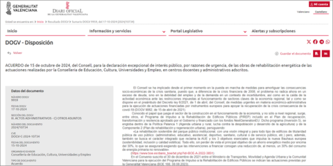 La Generalitat Valenciana declara de interés público la rehabilitación energética en centros docentes
