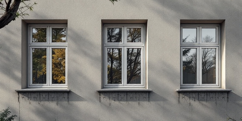 Imagen hiperrealista de una fachada residencial con disposición uniforme de ventanas