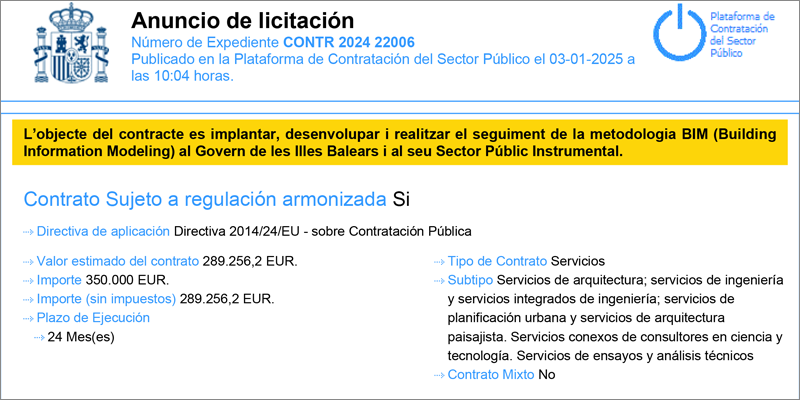 El Gobierno balear licita la metodología BIM para implantar los modelos en 3D y mejorar la gestión de los proyectos de obras