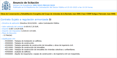 Abierta la licitación para la rehabilitación integral de la barriada Juan XXIII en Ceuta