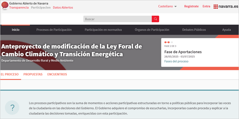 Anteproyecto de modificación de la Ley Foral de Cambio Climático y Transición Energética