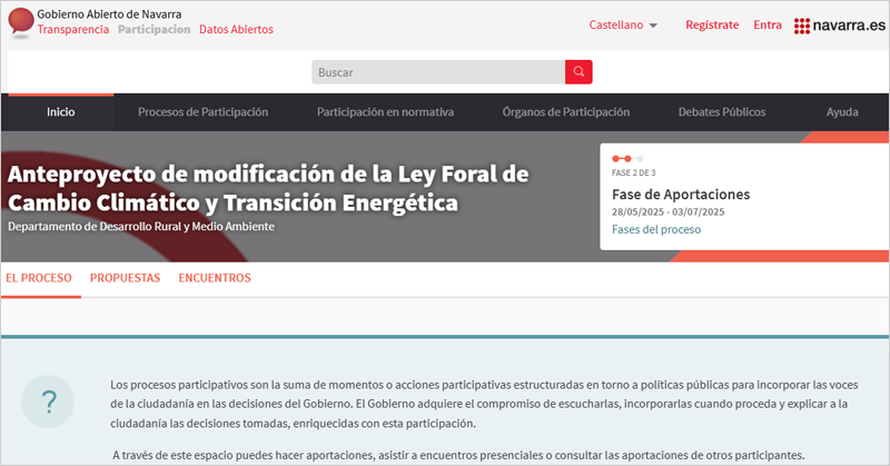 Anteproyecto de modificación de la Ley Foral de Cambio Climático y Transición Energética