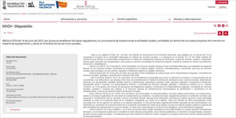 Convocatoria de ayudas para la rehabilitación de centros sociales de la Comunidad Valenciana