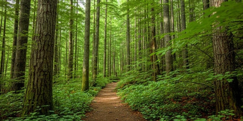 Fotografía de un exuberante bosque verde, simbolizando los esfuerzos de conservación.