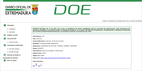 Ayudas para mejorar la economía circular y la eficiencia energética de empresas turísticas extremeñas
