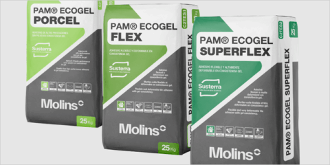 Pam Ecogel, la gama de adhesivos cementosos en gel de Molins para todo tipo pavimentos cerámicos
