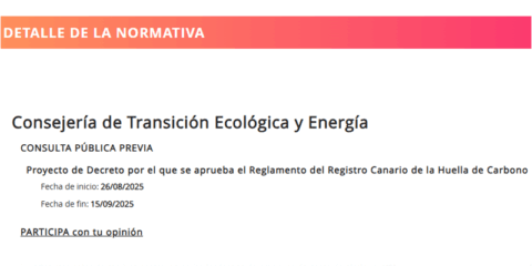 El futuro Registro Canario de la Huella de Carbono se abre a consulta pública