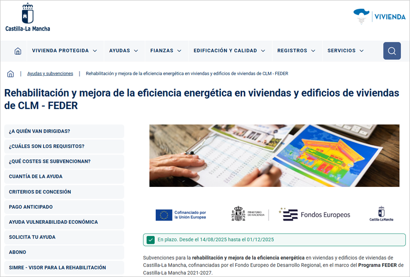 Castilla-La Mancha amplía en seis millones las ayudas a la rehabilitación energética de viviendas