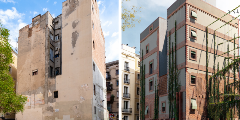 Diez medianeras de Barcelona se convertirán en fachadas