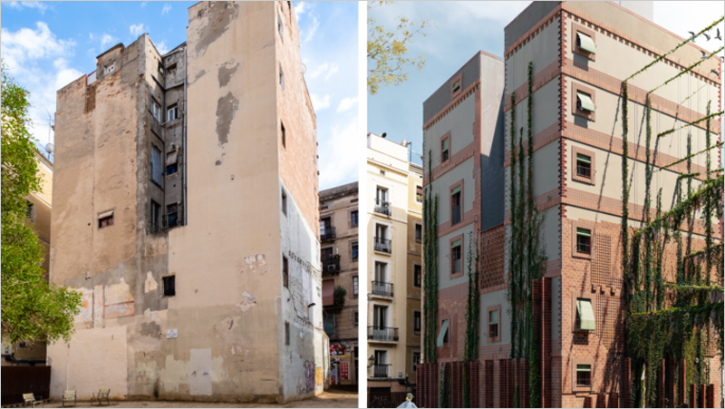 Diez medianeras de Barcelona se convertirán en fachadas