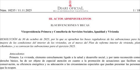 La Comunidad Valenciana destina 6 millones al Plan Renhata 2025 para la rehabilitación interior de viviendas