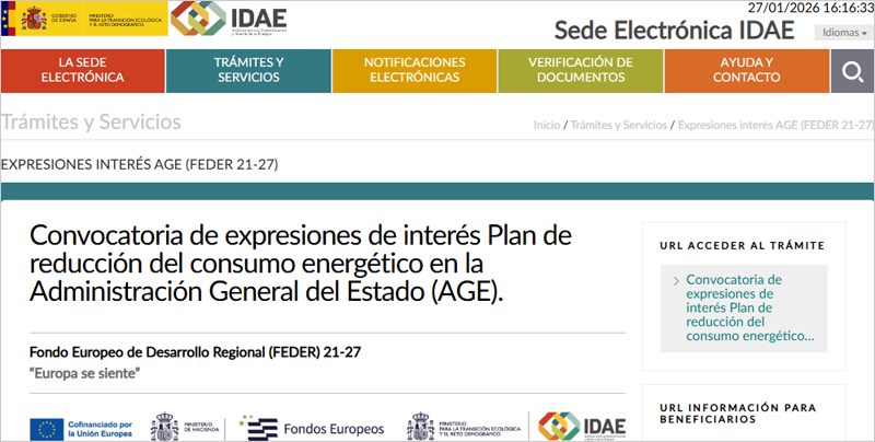 Los proyectos seleccionados forman parte del Plan de reducción del consumo energético en la Administración General del Estado (AGE).
