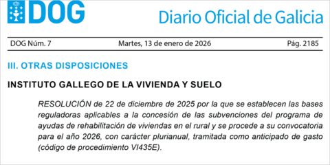 Nueva línea de ayudas para la rehabilitación de viviendas en pequeños municipios gallegos