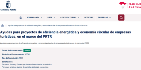 Las empresas turísticas de Castilla-La Mancha pueden solicitar ayudas para mejorar su eficiencia energética
