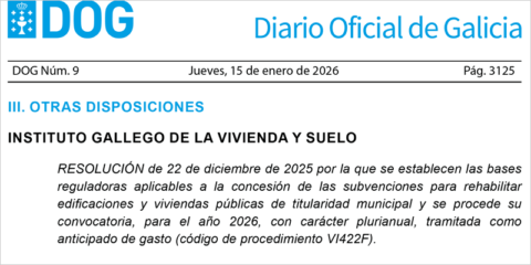 Ayudas en Galicia para rehabilitar edificios de titularidad municipal destinados a vivienda pública