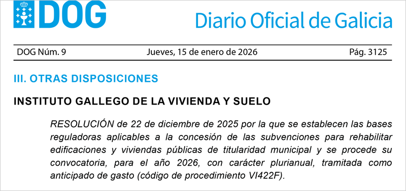 La Xunta de Galicia convoca las ayudas para la rehabilitación de edificios de titularidad municipal