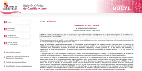 Aprobado un Decreto en Castilla y León que actualiza la certificación energética de edificios y su registro