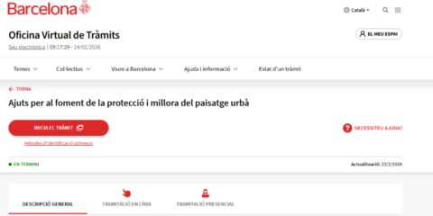 Abierta una convocatoria de ayudas para la conservación y mejora del paisaje urbano en Barcelona