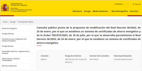 Abierta la consulta pública para modificar el Sistema de Certificados de Ahorro Energético (CAE)