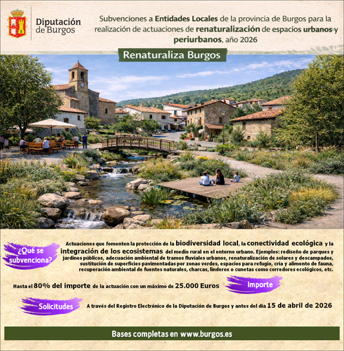 Ayudas dirigidas a entidades locales de Burgos para la renaturalización de espacios urbanos y periurbanos
