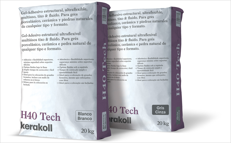 H40 Tech, nuevo Gel-Adhesivo estructural ultraflexible para la colocación cerámica de Kerakoll