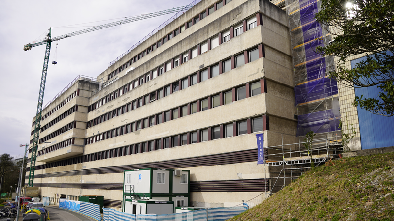 En marcha la rehabilitación integral de la envolvente térmica del edificio Materno-Infantil del Hospital Universitario Donostia