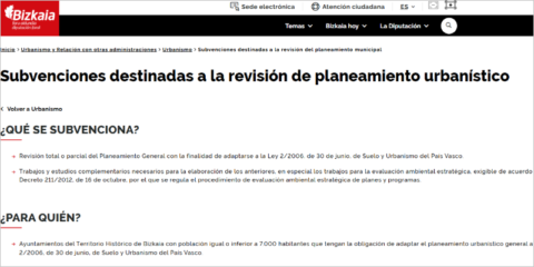 Ayudas para la revisión de los planes generales de ordenación urbana en municipios pequeños de Bizkaia