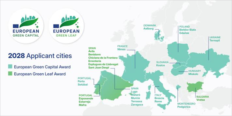 Un total de 27 ciudades optan a los premios Capital Verde Europea y Hoja Verde 2028