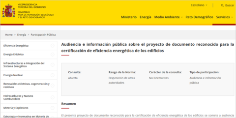 Audiencia pública sobre el documento para la certificación de eficiencia energética de los edificios