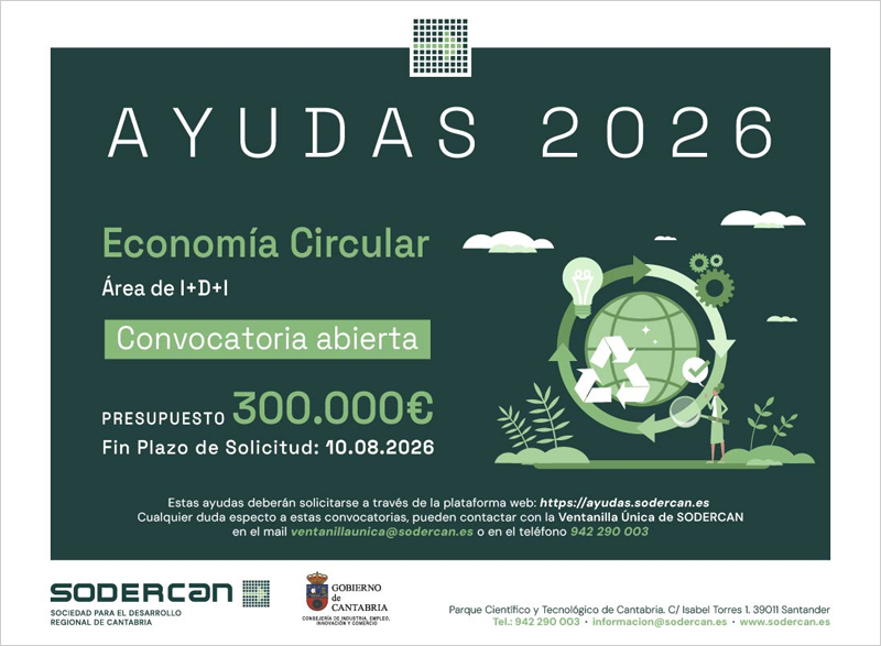 Convocatoria de ayudas para proyectos de I+D en economía circular en la industria de Cantabria