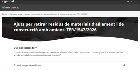 Nueva convocatoria de ayudas para la retirada de amianto en el ámbito territorial de Cataluña