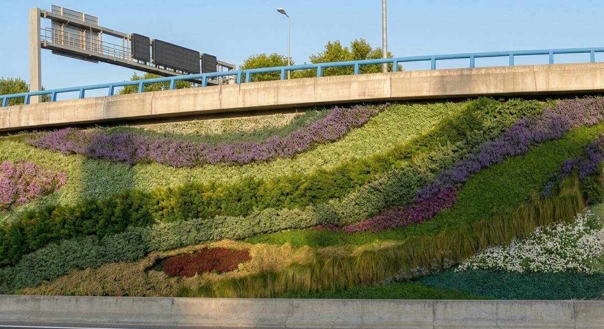 los nuevos jardines verticales en la M-30 de Madrid a la altura de Ventas