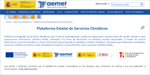 Aemet y CSIC desarrollan una plataforma con nuevos servicios climáticos y un almacén de datos